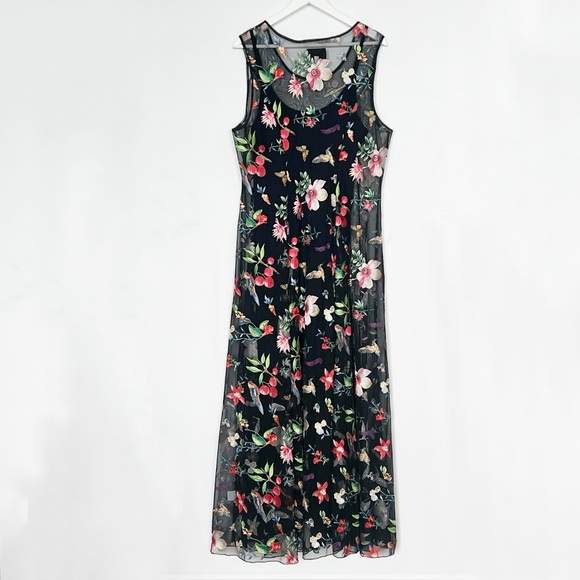 Johnny Was Emilda Floral Mesh Maxi Dress XL - Picture 10 of 13